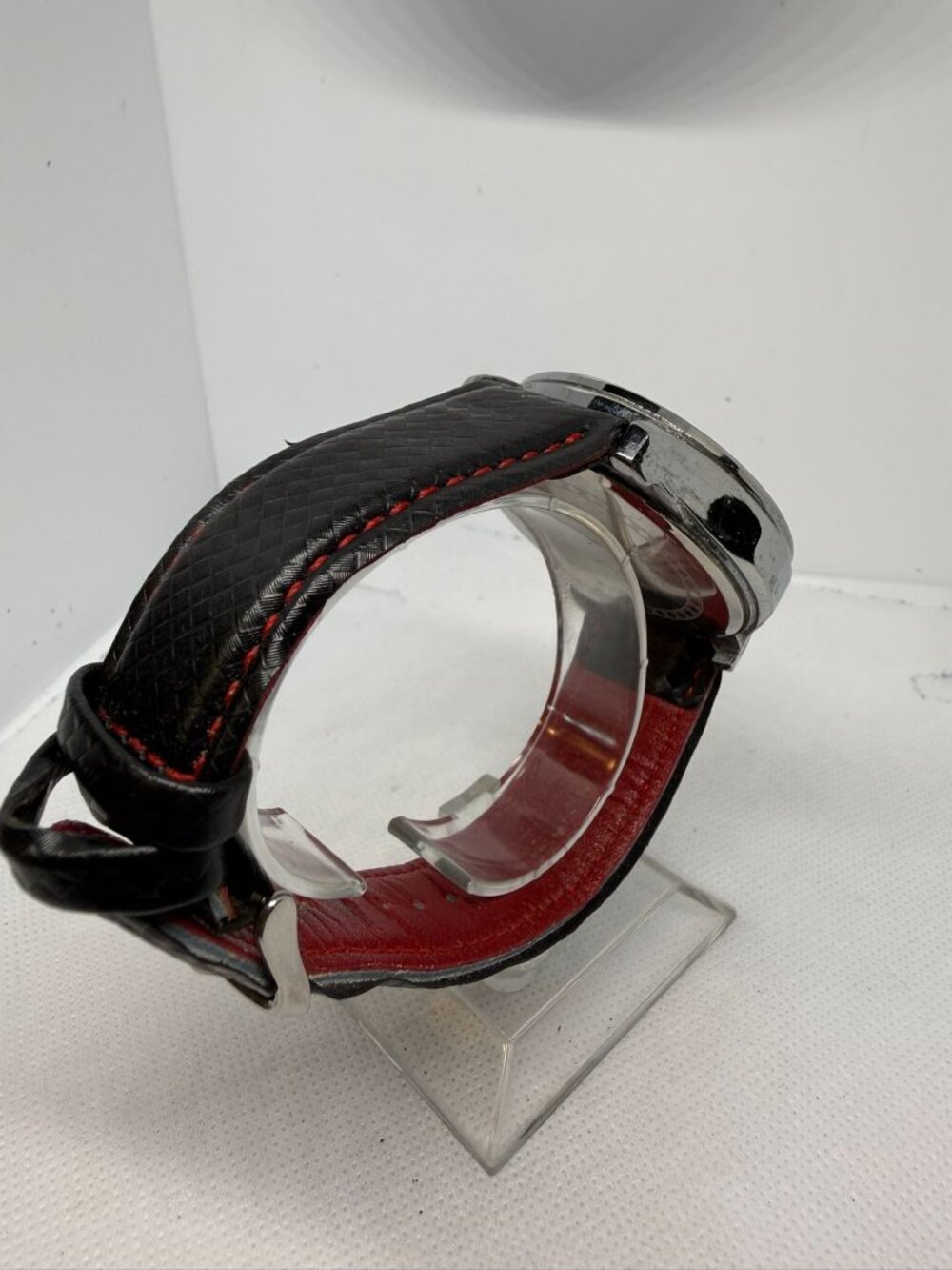 Megir 1010 Men White Dial Red Accent Chronograph Black Tachymeter Quartz Watch - Picture 6 of 12